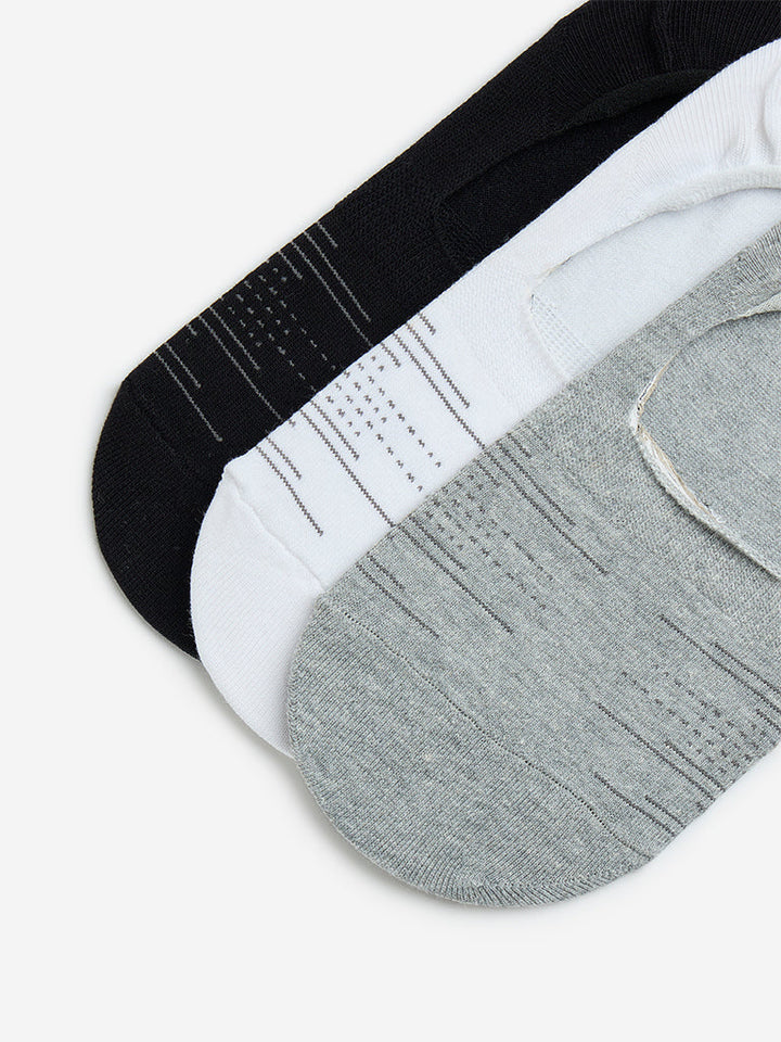 WES Lounge Black Printed Cotton-Blend Socks - Pack of 3