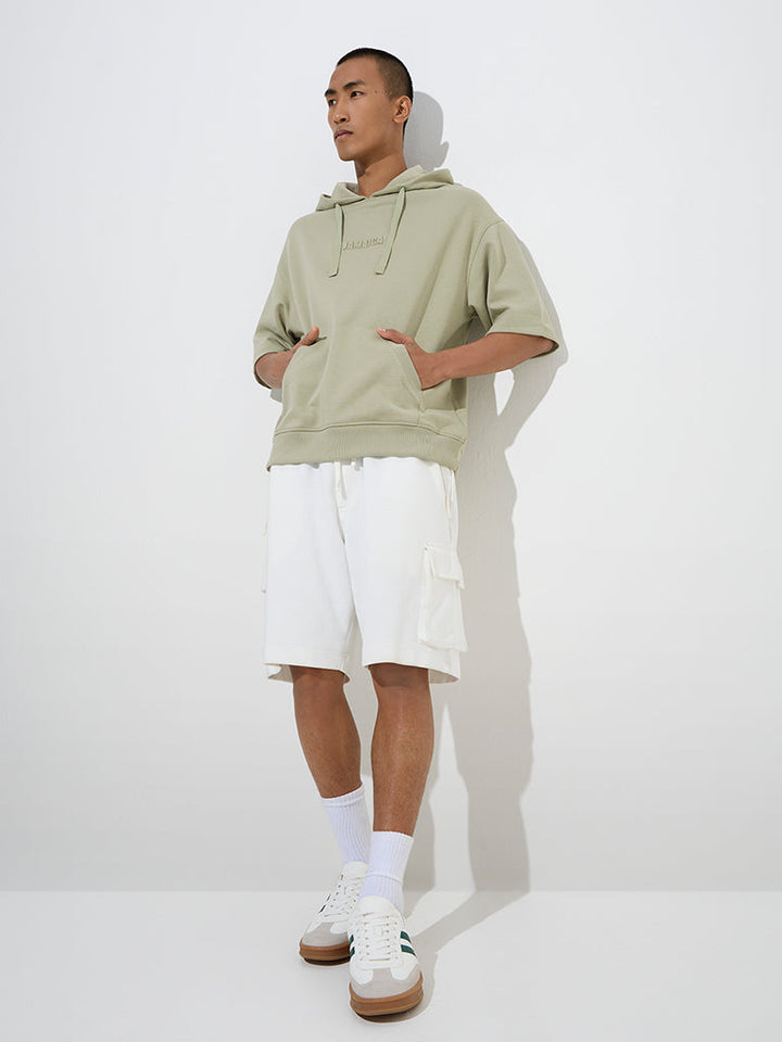 Studiofit Sage Text Design Relaxed-Fit Cotton-Blend Hoodie