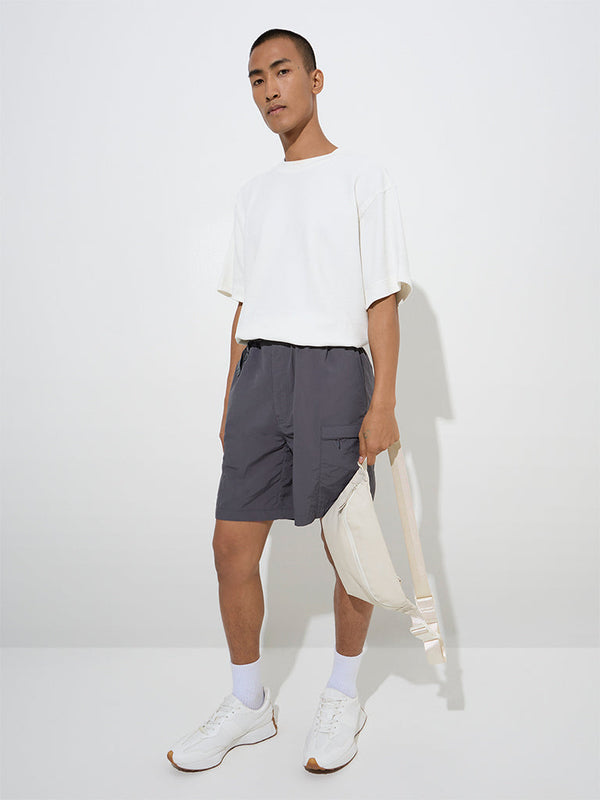 Studiofit Grey Relaxed-Fit Mid-Rise Shorts