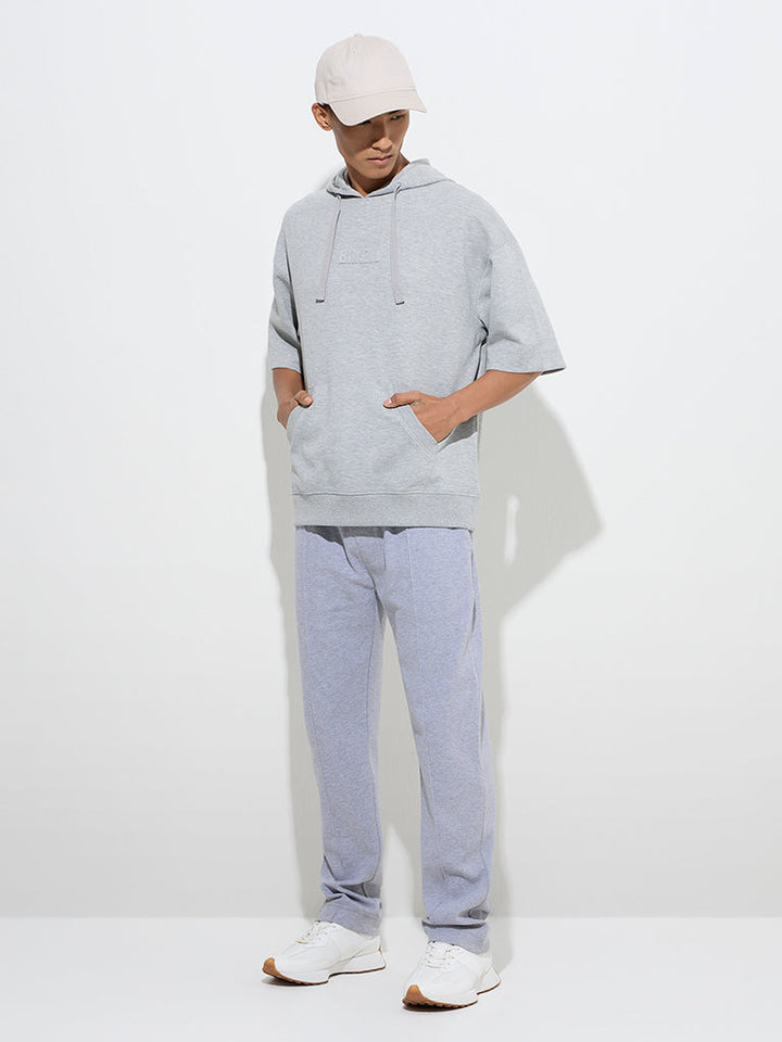 Studiofit Grey Relaxed-Fit Mid-Rise Cotton-Blend Track Pants