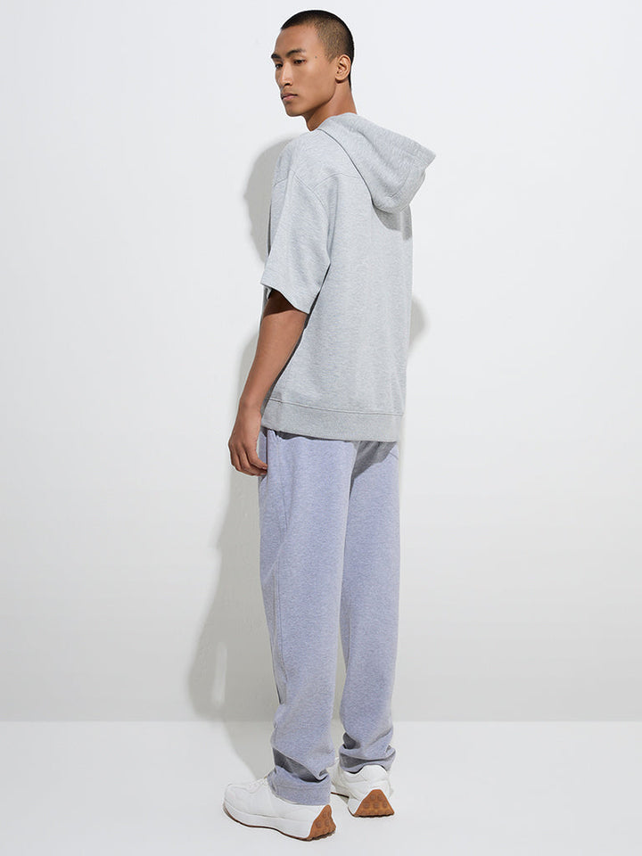Studiofit Grey Relaxed-Fit Mid-Rise Cotton-Blend Track Pants