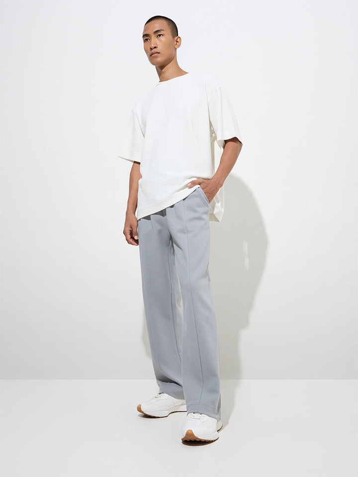 Studiofit Grey Relaxed-Fit Cotton-Blend Track Pants