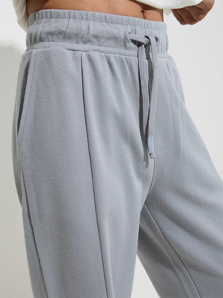 Studiofit Grey Relaxed-Fit Cotton-Blend Track Pants