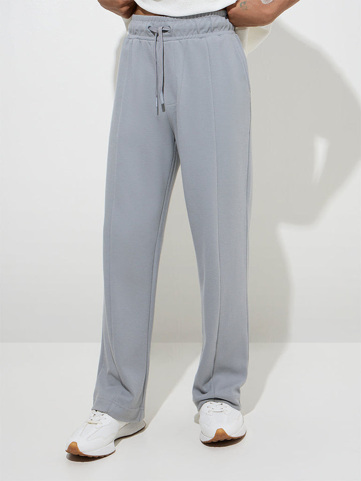 Studiofit Grey Relaxed-Fit Cotton-Blend Track Pants