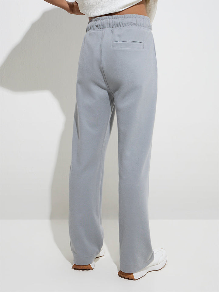 Studiofit Grey Relaxed-Fit Cotton-Blend Track Pants