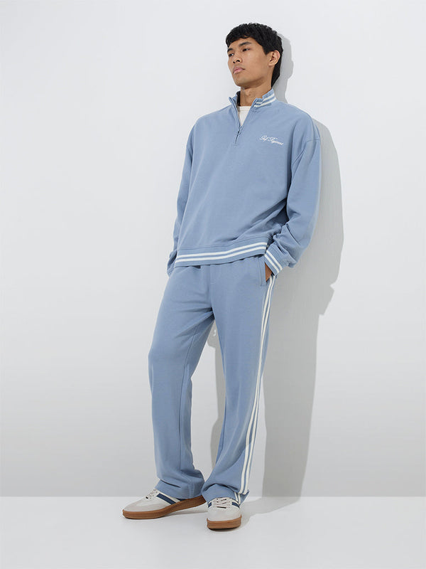 Studiofit Dusty Blue Relaxed-Fit Cotton-Blend Track Pants