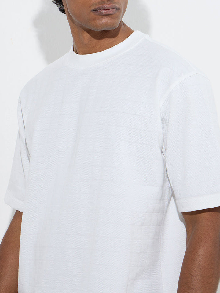 WES Lounge White Relaxed-Fit Cotton-Blend T-Shirt