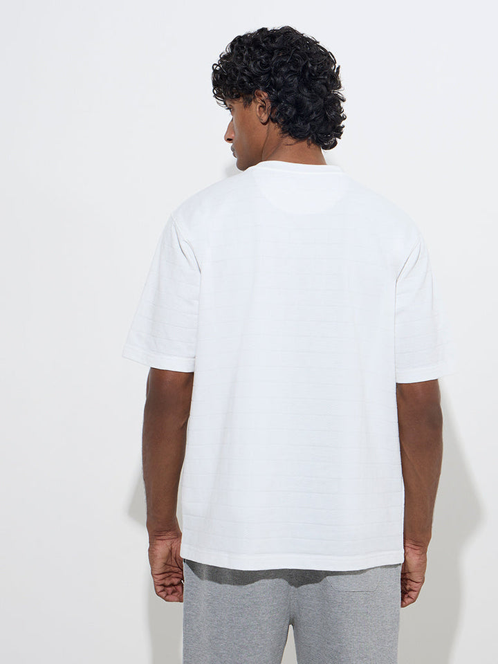 WES Lounge White Relaxed-Fit Cotton-Blend T-Shirt