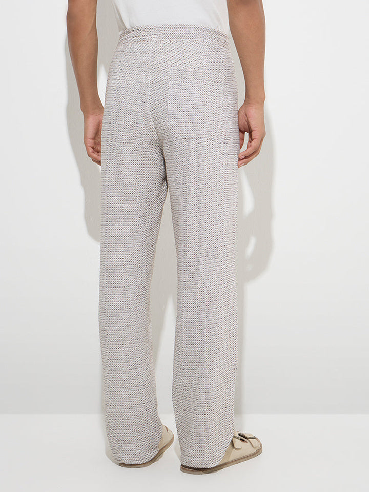 ETA Grey Knit-Textured Relaxed-Fit Mid-Rise Cotton Chinos