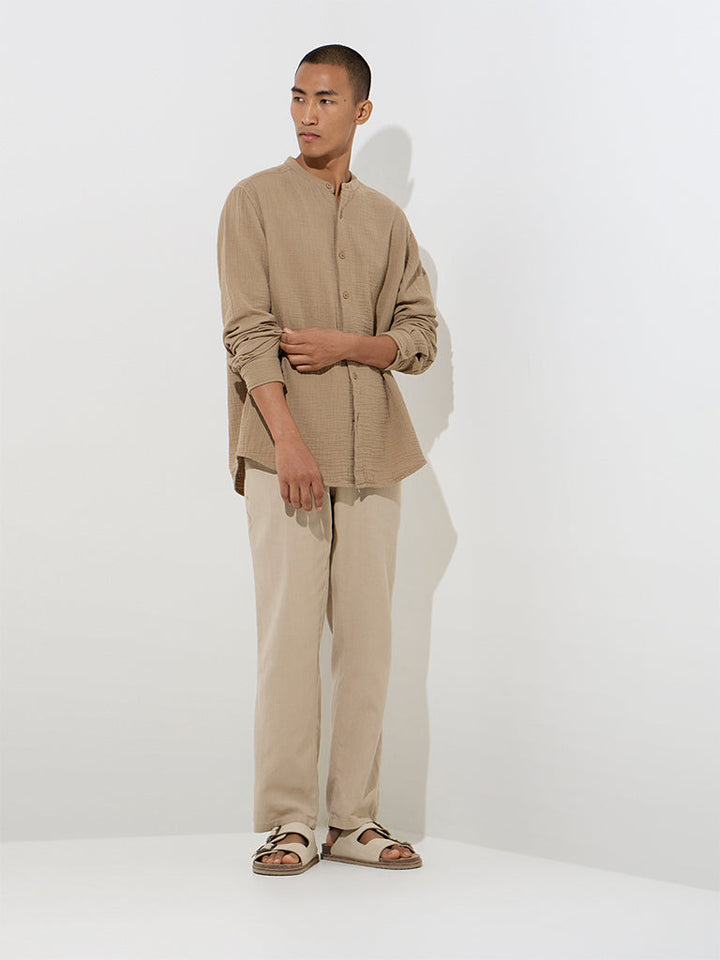 ETA Taupe Relaxed-Fit Mid-Rise Cotton-Blend Chinos