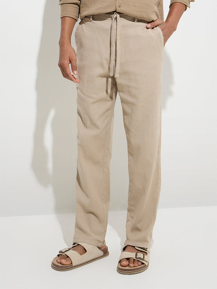 ETA Taupe Relaxed-Fit Mid-Rise Cotton-Blend Chinos