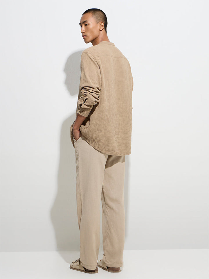 ETA Taupe Relaxed-Fit Mid-Rise Cotton-Blend Chinos