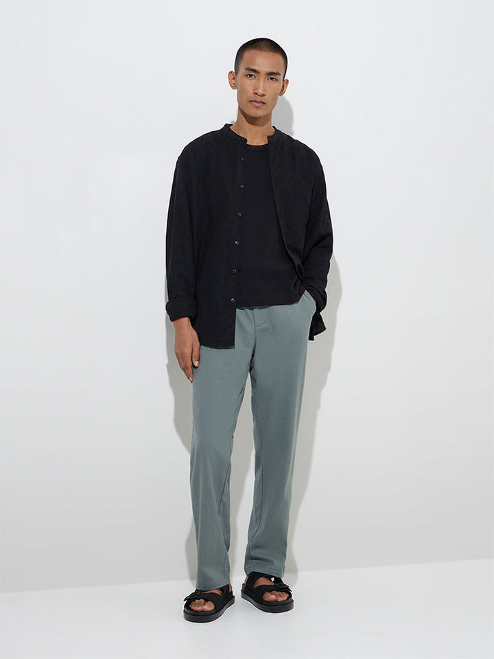 ETA Teal Relaxed-Fit Mid-Rise Cotton-Blend Chinos