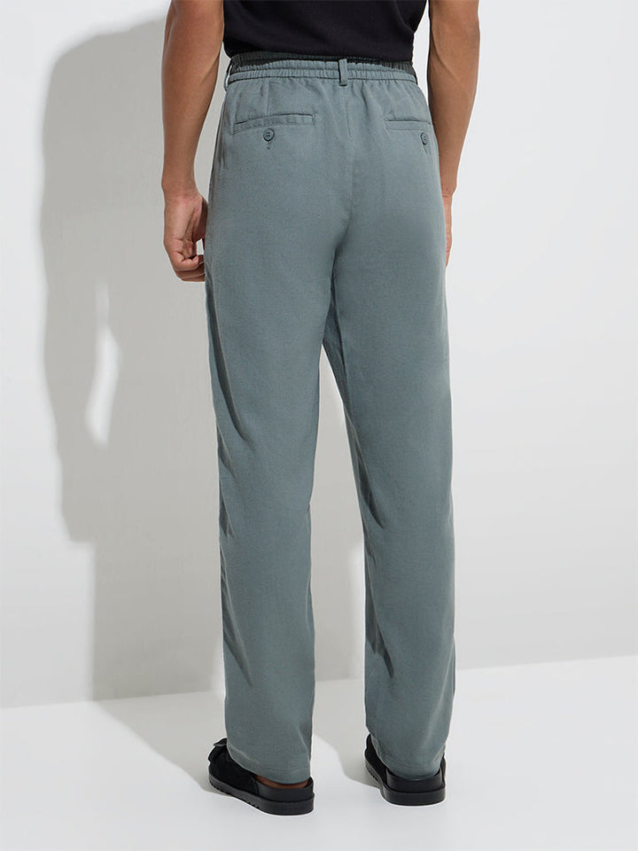 ETA Teal Relaxed-Fit Mid-Rise Cotton-Blend Chinos