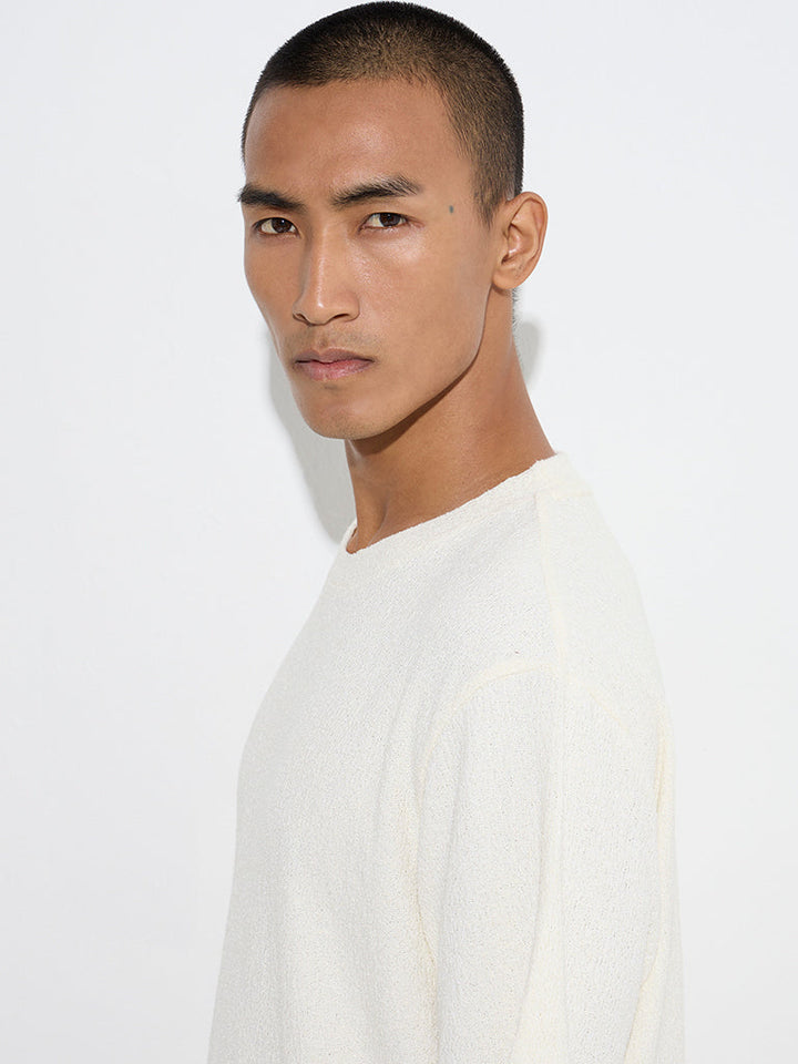 ETA Off-White Self-Textured Relaxed-Fit T-Shirt