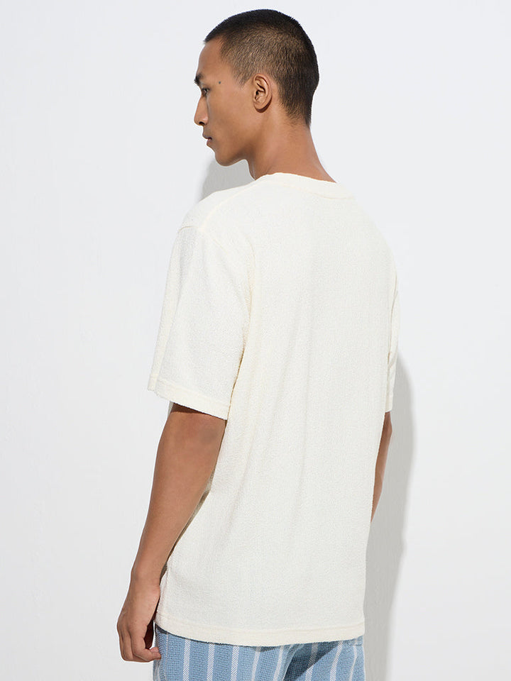 ETA Off-White Self-Textured Relaxed-Fit T-Shirt