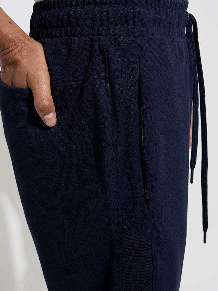 Studiofit Navy Relaxed-Fit Mid-Rise Track Pants
