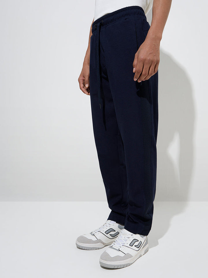 Studiofit Navy Relaxed-Fit Mid-Rise Track Pants