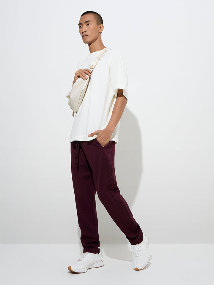 Studiofit Wine Relaxed-Fit Mid-Rise Track Pants
