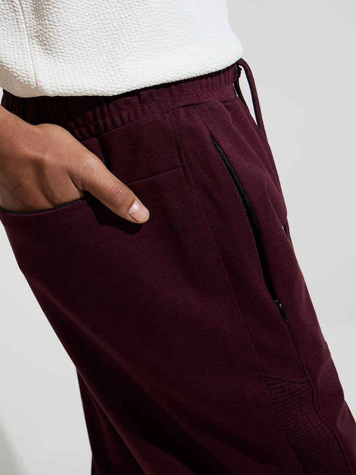 Studiofit Wine Relaxed-Fit Mid-Rise Track Pants