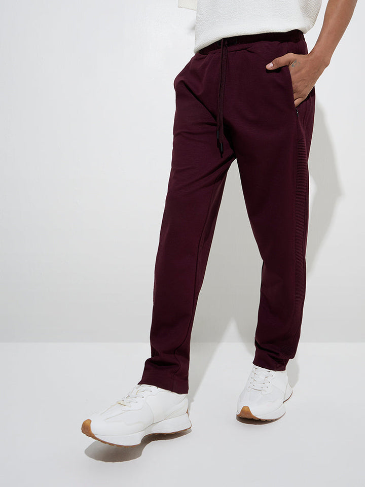 Studiofit Wine Relaxed-Fit Mid-Rise Track Pants