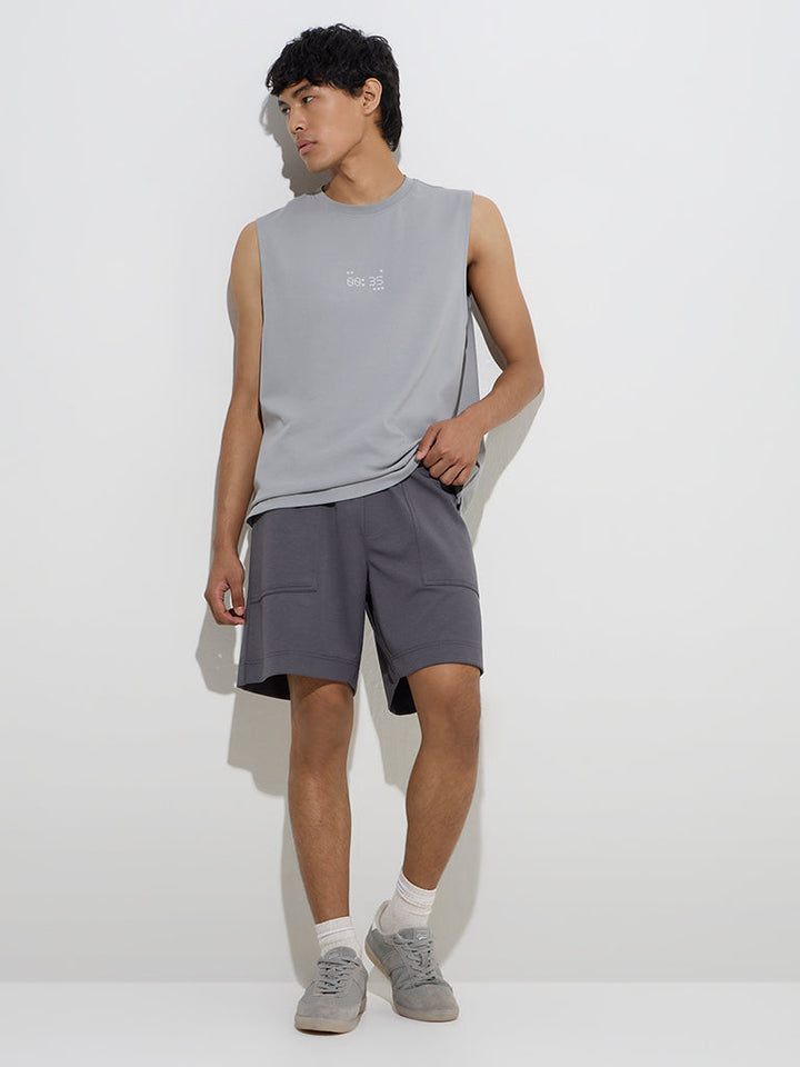 Studiofit Charcoal Relaxed-Fit Mid-Rise Shorts