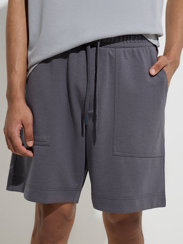 Studiofit Charcoal Relaxed-Fit Mid-Rise Shorts