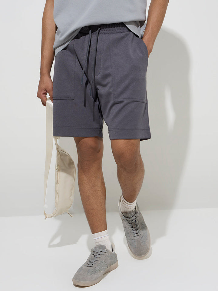 Studiofit Charcoal Relaxed-Fit Mid-Rise Shorts