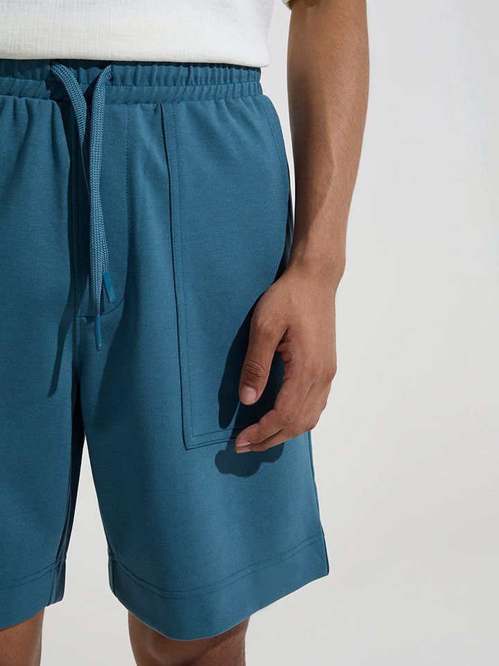 Studiofit Teal Relaxed-Fit Mid-Rise Shorts