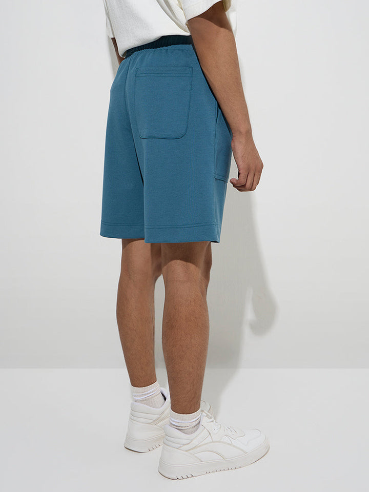 Studiofit Teal Relaxed-Fit Mid-Rise Shorts