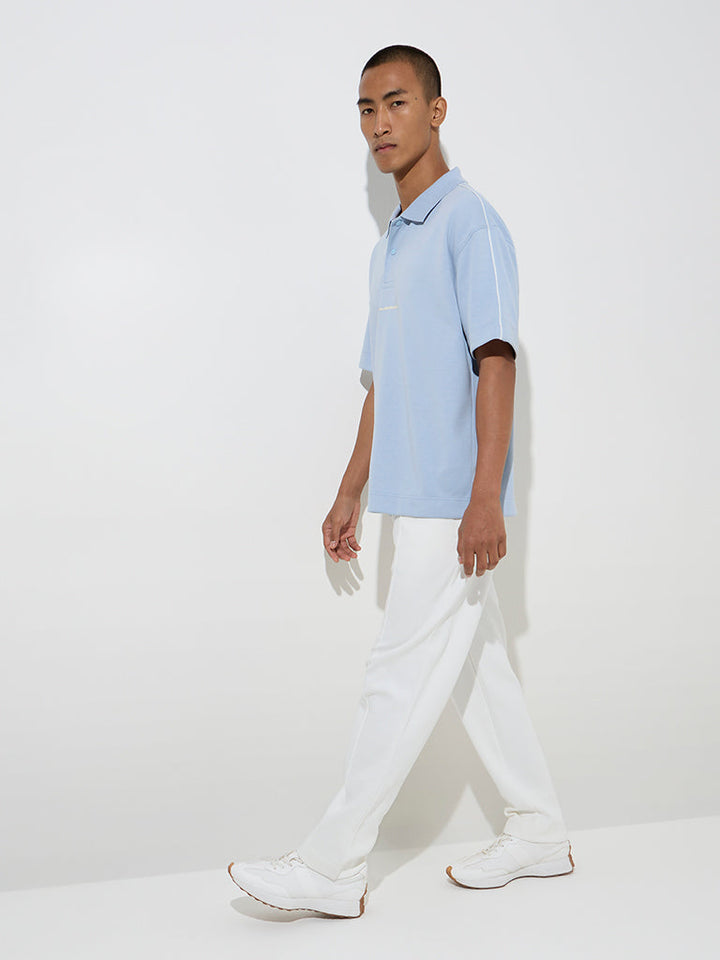 Studiofit White Relaxed-Fit Mid-Rise Cotton-Blend Track Pants