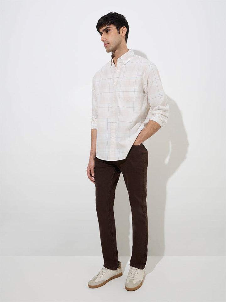 WES Casuals Dark Brown Slim-Fit Mid-Rise Jeans