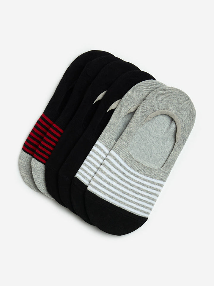 WES Lounge Black Invisible Cotton-Blend Socks- Pack of 3