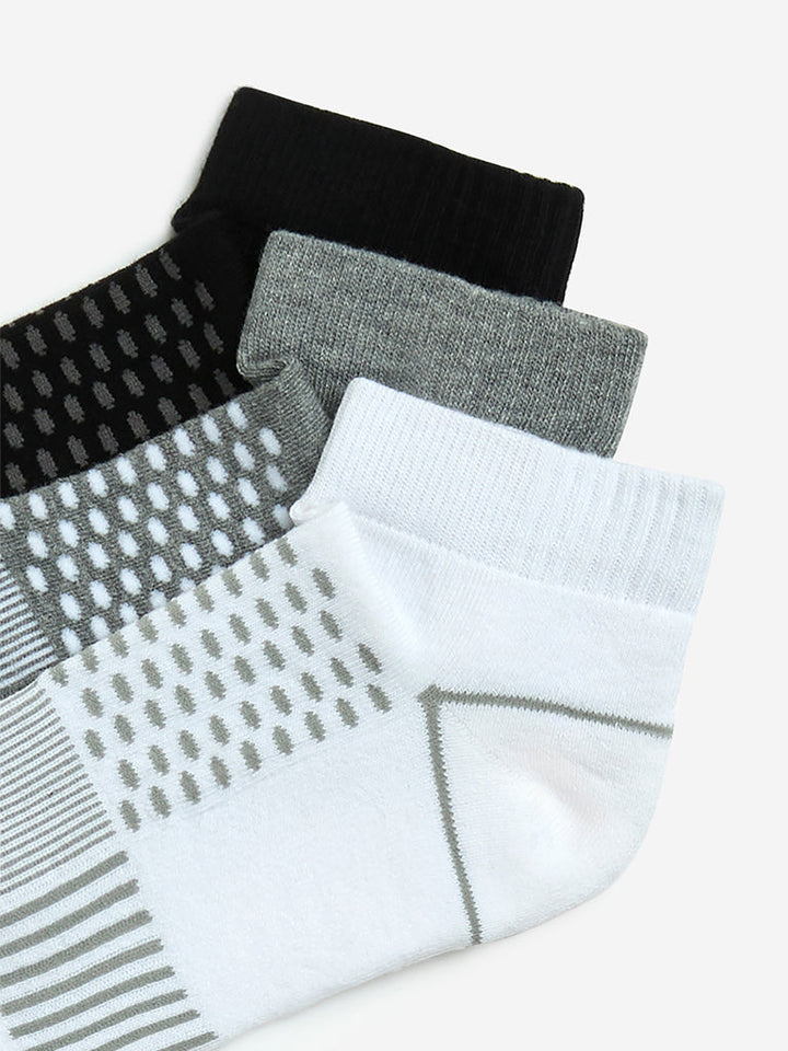 WES Lounge Grey Cotton-Blend Trainer Socks - Pack of 3