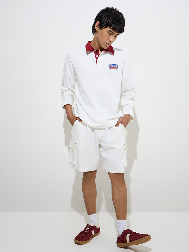 Studiofit Off-White Relaxed-Fit Cotton-Blend Sweatshirt