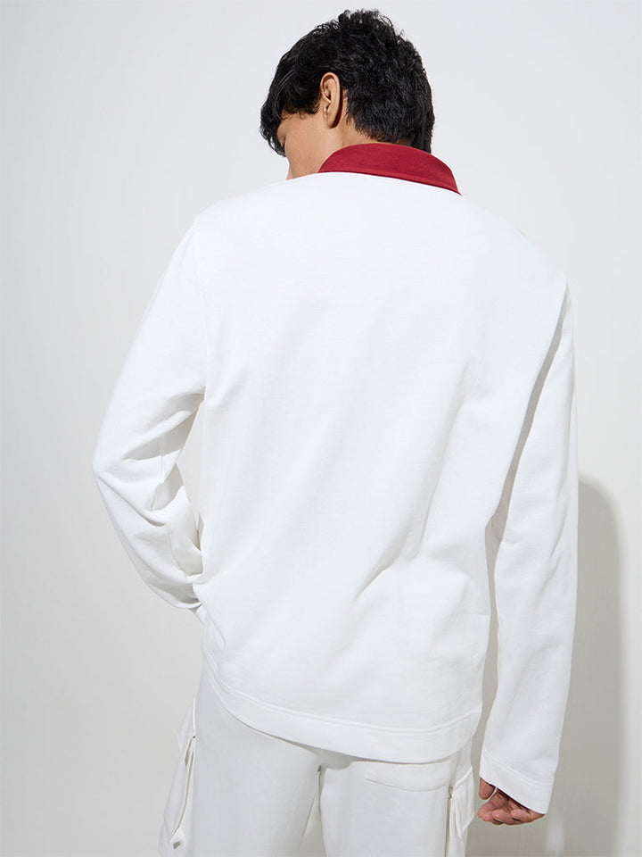 Studiofit Off-White Relaxed-Fit Cotton-Blend Sweatshirt