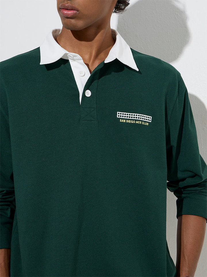 Studiofit Green Relaxed-Fit Cotton-Blend Sweatshirt