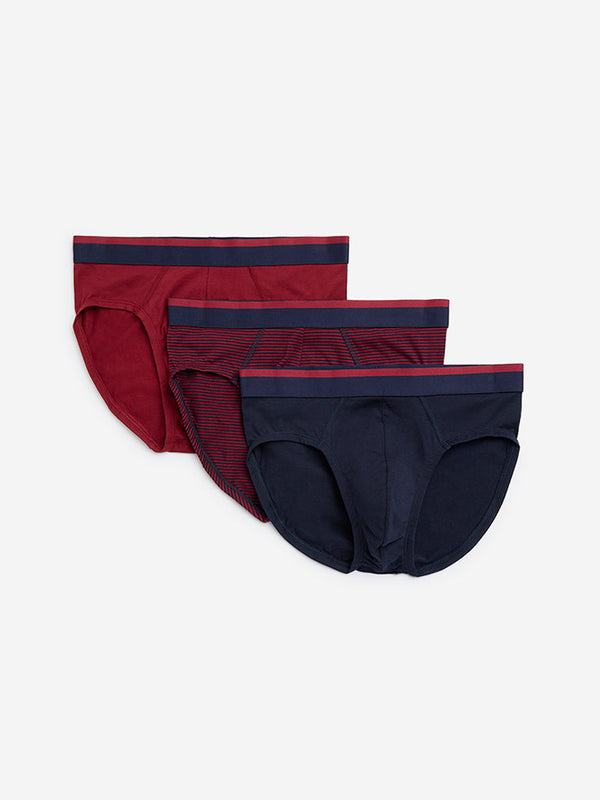 WES Lounge Red Cotton Briefs- Pack of 3
