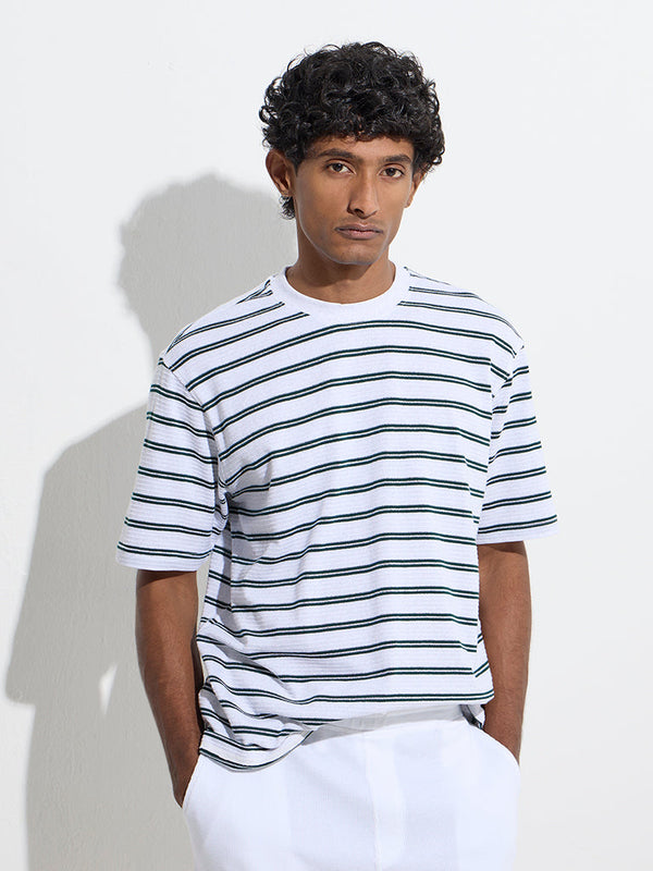 WES Lounge Light Grey Relaxed-Fit Cotton-Blend T-Shirt