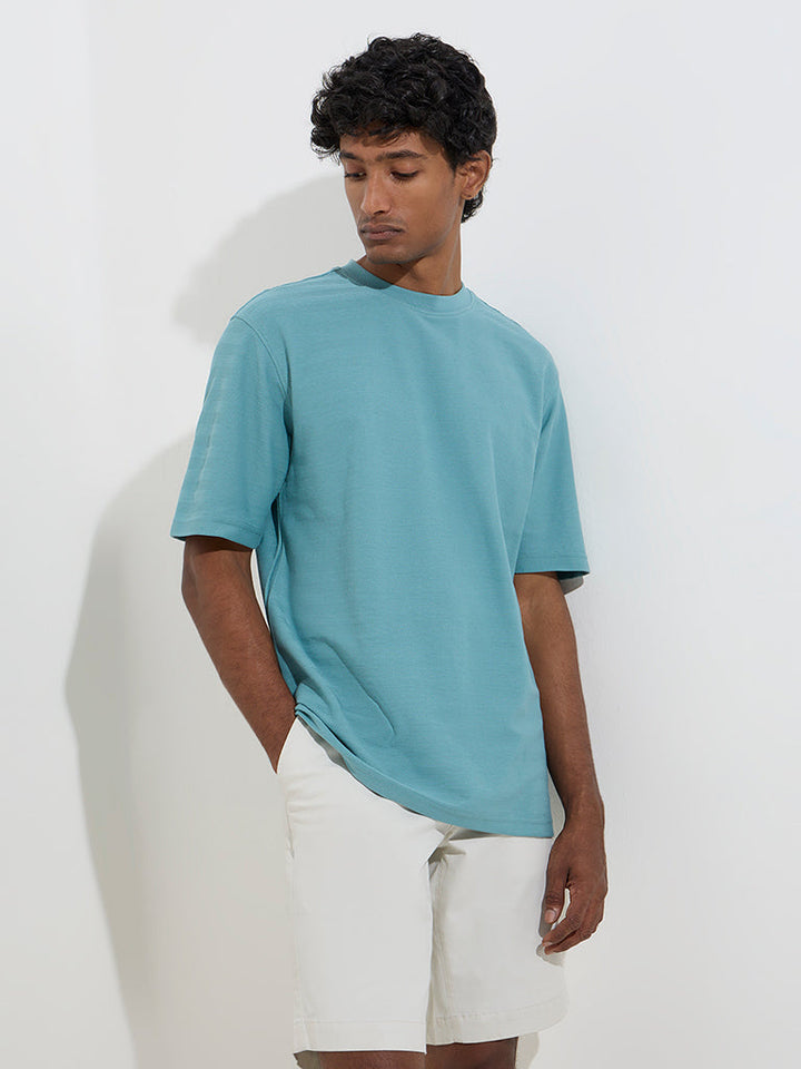 WES Lounge Aqua Self Relaxed-Fit Cotton-Blend T-Shirt