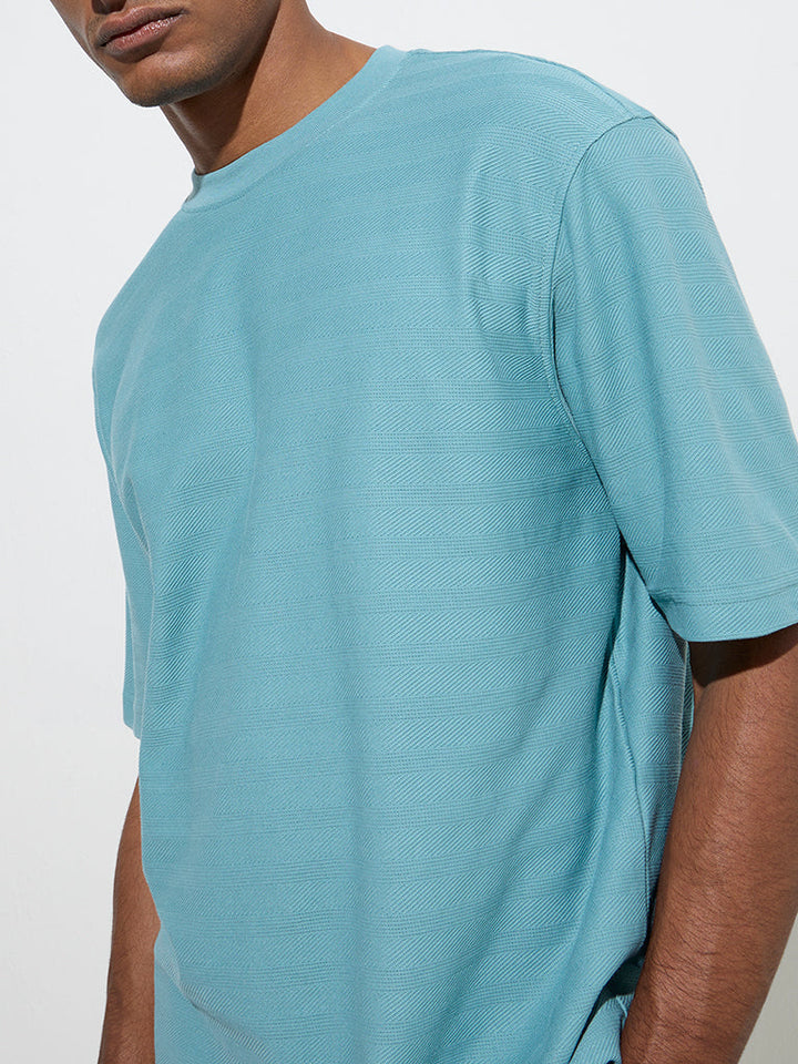 WES Lounge Aqua Self Relaxed-Fit Cotton-Blend T-Shirt