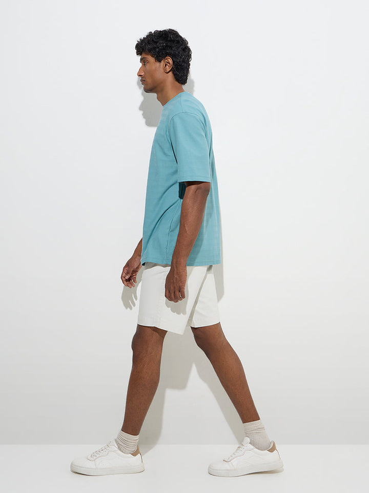 WES Lounge Aqua Self Relaxed-Fit Cotton-Blend T-Shirt