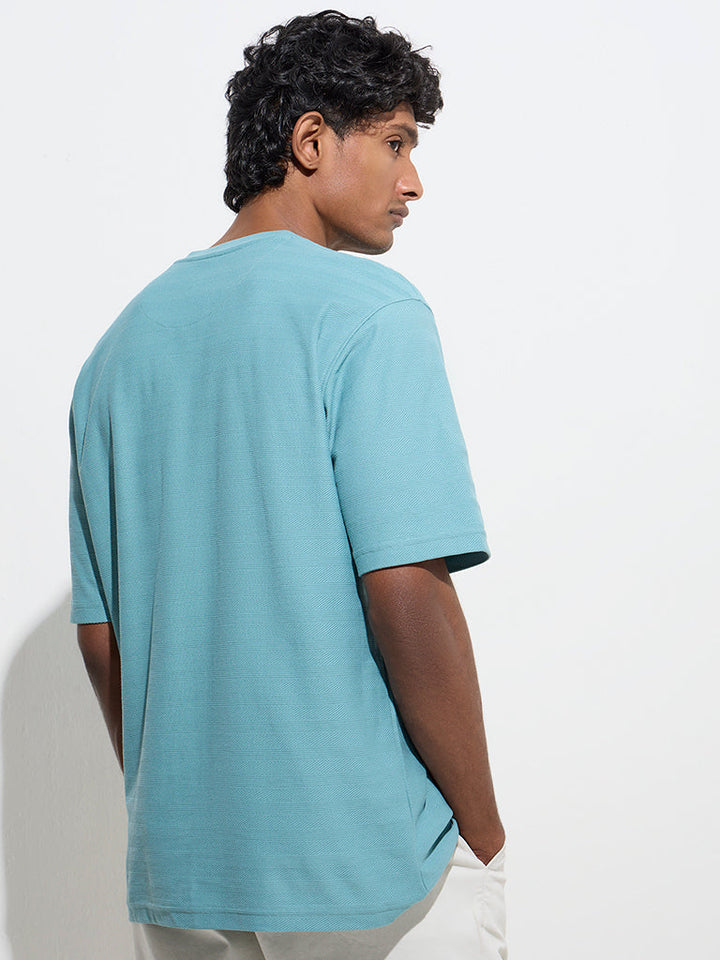 WES Lounge Aqua Self Relaxed-Fit Cotton-Blend T-Shirt