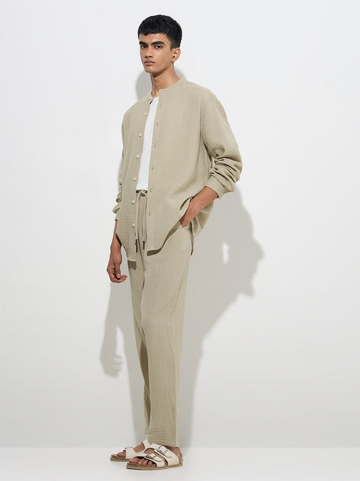 ETA Sage Crinkle Relaxed-Fit Mid-Rise Cotton Chinos