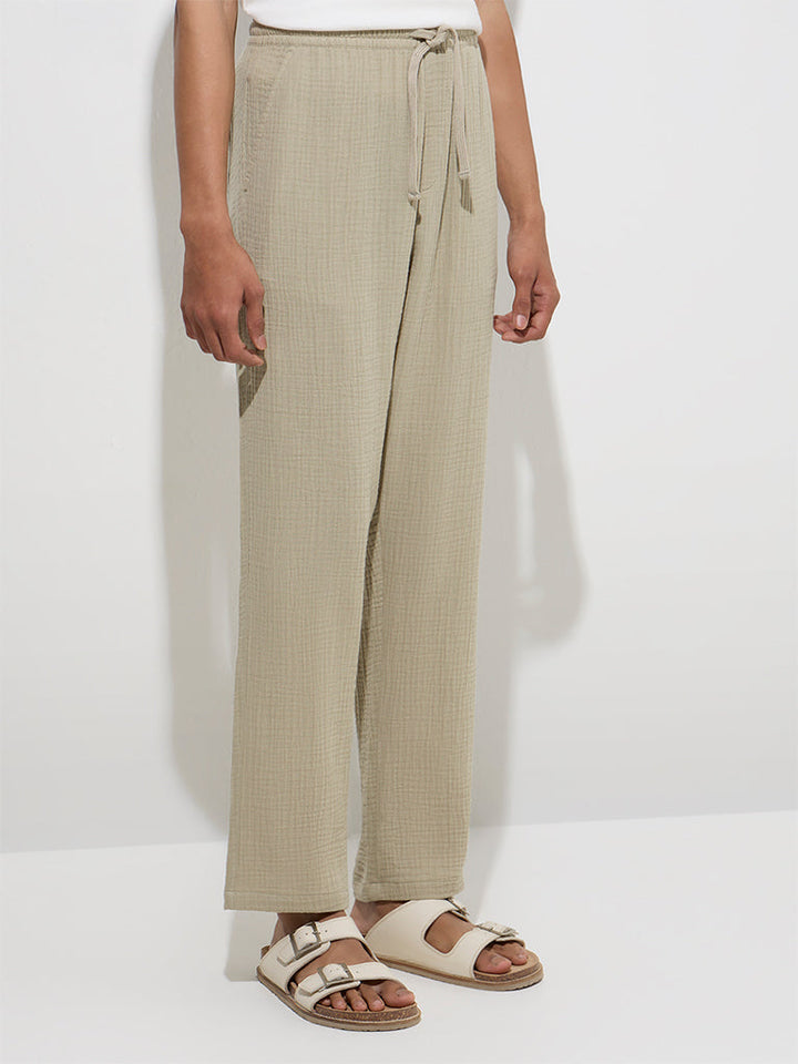 ETA Sage Crinkle Relaxed-Fit Mid-Rise Cotton Chinos