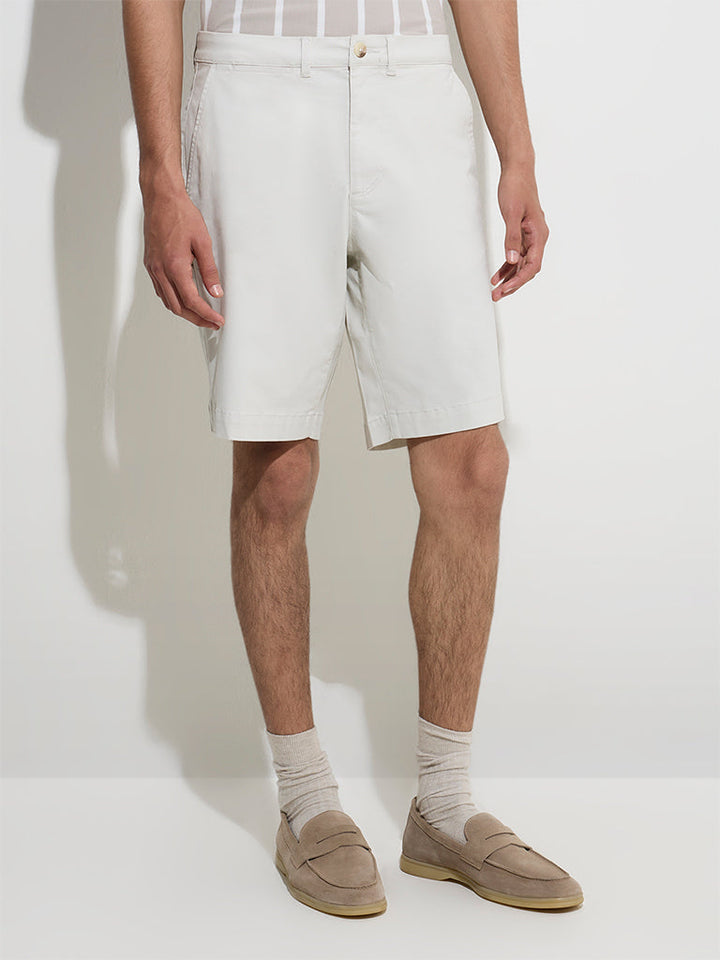 WES Casuals Light Beige Relaxed-Fit Cotton-Blend Shorts