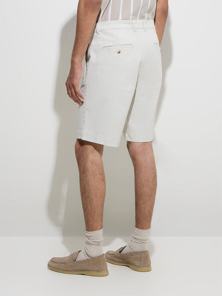 WES Casuals Light Beige Relaxed-Fit Cotton-Blend Shorts