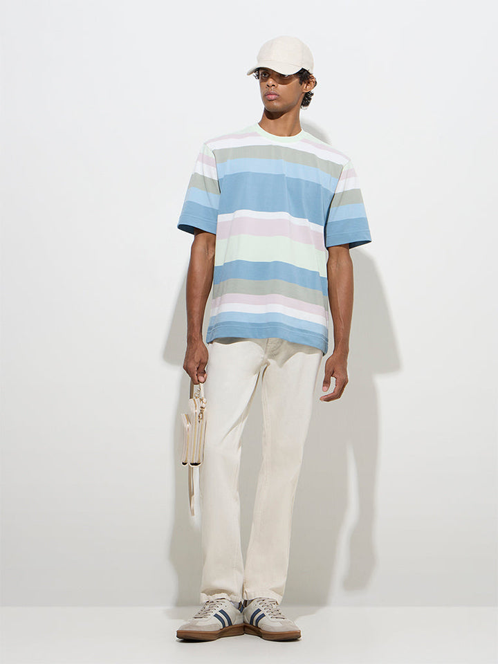 Nuon Multicolour Stripe Relaxed-Fit T-Shirt