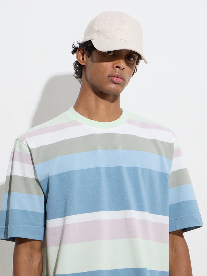 Nuon Multicolour Stripe Relaxed-Fit T-Shirt