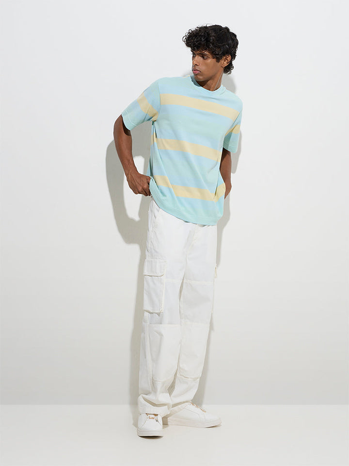 Nuon Multicolour Striped Relaxed-Fit Cotton-Blend T-Shirt